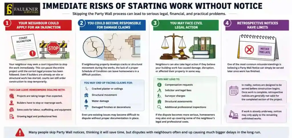 What Happens If You Start Work Without a Party Wall Notice? 1 Immediate Risks of Starting Work Without Party Wall Notice Bristol